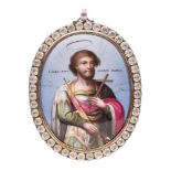 A 19th Century oval miniature on porcelain of Count Alexander Nevsky: half length,