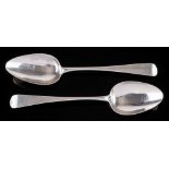 A pair of George III provincial silver Old English pattern tablespoon, maker Richard Ferris, Exeter,