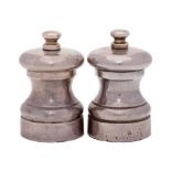 A pair of Elizabeth II silver pepper and salt mills, maker M C Hersey & Sons Ltd, London,