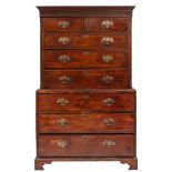 A George III mahogany chest on chest:,