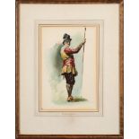 Sir Joseph Noel Paton [1821-1901] - Foot Soldier with pike:- signed with a monogram watercolour 34