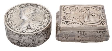 A Continental silver box: of rectangular outline,