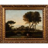 Italian School 18th Century, Manner of Jan Frans Van Bloemen- A classical upland river landscape,