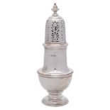 A George V silver sugar caster, maker C S Harris & Sons Ltd, London, 1917: of baluster outline,