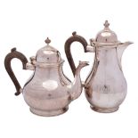 A George V silver teapot, maker Manoah Rhodes& Sons Ltd, London, 1918: inscribed,