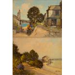 Godwin Bennett [1888-1950]- Cottages at Rock, near Padstow; The Shore Road, Rock, near Padstow,