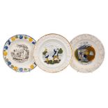 A group of three pearlware nursery plates: 'The Baker',