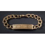 A 9ct gold 'Medic-Alert' identity bracelet: approximately 29gms gross weight.