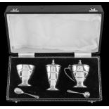 An Elizabeth II silver five-piece condiment set, maker Sanders & Mackenzie, Birmingham,