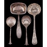 A George III silver Old English pattern sifting spoon, maker Solomon Hougham, London 1813: crested,