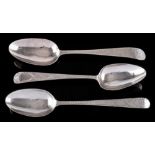 Three George III provincial silver Old English pattern tablespoons, maker Jason Holt,