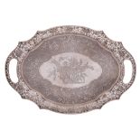 A late 19th/early 20th century Chinese silver tray, maker Wang Hing and Co,