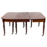 A Regency mahogany and brass inlaid extending dining table:, with a telescopic action,