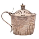 A Victorian silver mustard pot and cover, maker Joseph, Albert, Horace and Ethelbert Savory, London,