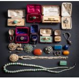 A collection of antique jewellery items: to include an enamelled gold,