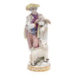 A Meissen porcelain figure of a shepherd after M.V.