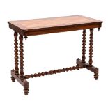 A Victorian mahogany and inlaid stretcher table:,
