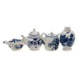 A mixed lot of 18th century English blue and white porcelain: including a rare First Period