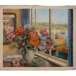 * Donald Greig [1916-2009]- Ozone and Zinnias:- signed, oil on canvas, 49 x 60cm, unframed.