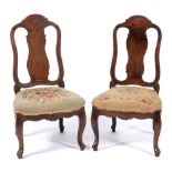 A pair of 19th Century Swedish carved walnut side chairs:,