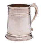 A George V silver mug, maker Stokes & Ireland, Chester, 1925: of plain cylindrical tapering outline,