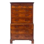 WITHDRAWN A George III mahogany chest on chest:,