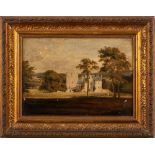 English School, 19/20th Century- Country house and parkland,:- oil on board, 24 x 34cm.