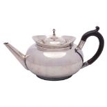 A Victorian silver teapot, maker Hukin & Heath, London, 1894: of plain circular form,