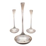 A Victorian silver Old English soup ladle, maker John Round & Sons Ltd, Sheffield, 1897: crested,