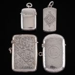 A George V silver vesta case, maker John Rose, Birmingham, 1924: initialled,