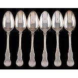 A set of six Victorian Fiddle and Thread pattern table spoons, maker William Eaton, London,