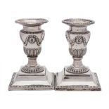 A pair of Victorian silver desk candlesticks, maker Harrison Brothers & Howson, Sheffield,