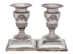 A pair of Victorian silver desk candlesticks, maker Harrison Brothers & Howson, Sheffield,