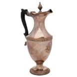 A Georgian Sheffield plate wine ewer: initialled, of baluster outline,