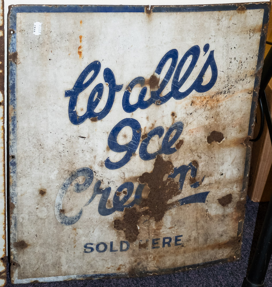 Two enamel signs 'Wall's Ice Cream Sold Here': blue text on white ground with blue border 60 x 52cm - Image 3 of 3