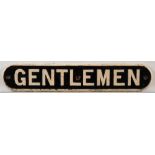 A cast iron doorplate 'Gentlemen': 9 x 50cm.