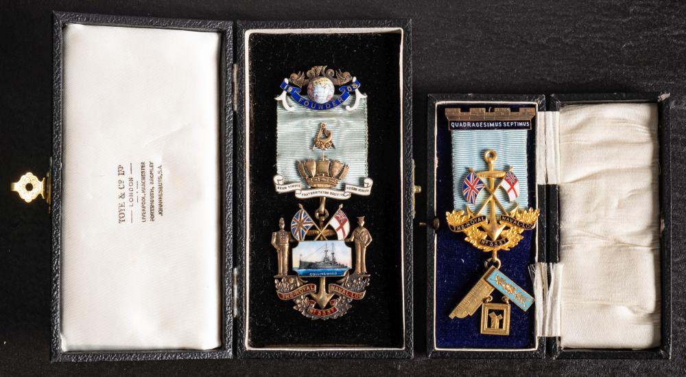 An Edwardian silver and enamel Masonic Founder's jewel for The Royal Naval Lodge No. - Image 2 of 3