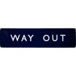 A BR(E) enamel station sign 'Way Out': flanged edges, 30.