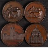 A group of four Art Union bronze medallions: comprising Sir Christopher Wren by W Wilson after