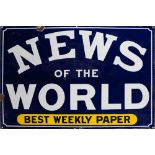 An enamel sign 'News Of The World.