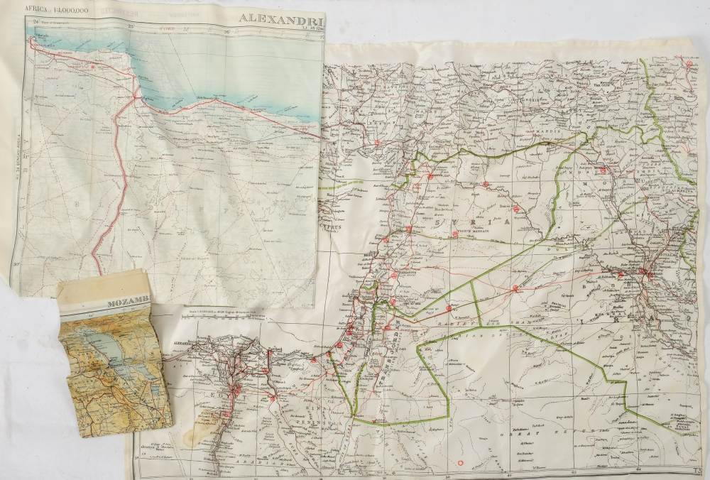 Three RAF silk maps:, comprising 'Alexandria-Torbruck' second edition,