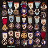 A collection of Masonic jewels: various makers and chapters including five silver gilt and enamel