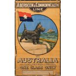 An Aberdeen & Commonwealth Line 'Australia' advertising poster mounted on board: (damaged) 100 x 61.