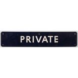 A BR(E) enamel doorplate 'Private': 9 x 46cm.