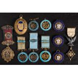 A collection of Masonic jewels: including an Edwardian silver gilt and enamel President's jewel for