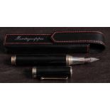 A Montegrappa 1912 fountain pen: in black iridescent finish with silver mount,