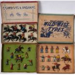 Johillco and others. Three boxes of various Cowboy and Indian figures, circa 1950s.