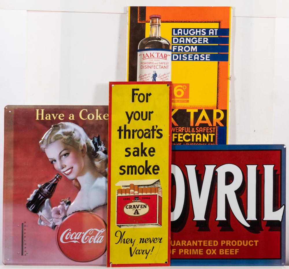 A Craven enamel advertising sign 'For Your Throat's Sake Smoke Craven A. They Never Vary':, 46 x 15.