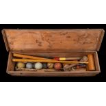 A pine cased Croquet set: unsigned..