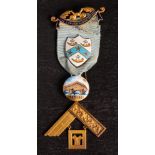 An 18ct gold and enamel Masonic jewel for 'The Coborn Lodge No.
